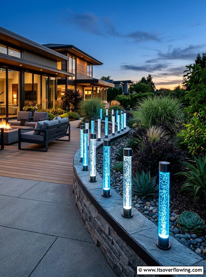 Solar Bubble Tube Light - 25 garden decor ideas with solar stakes