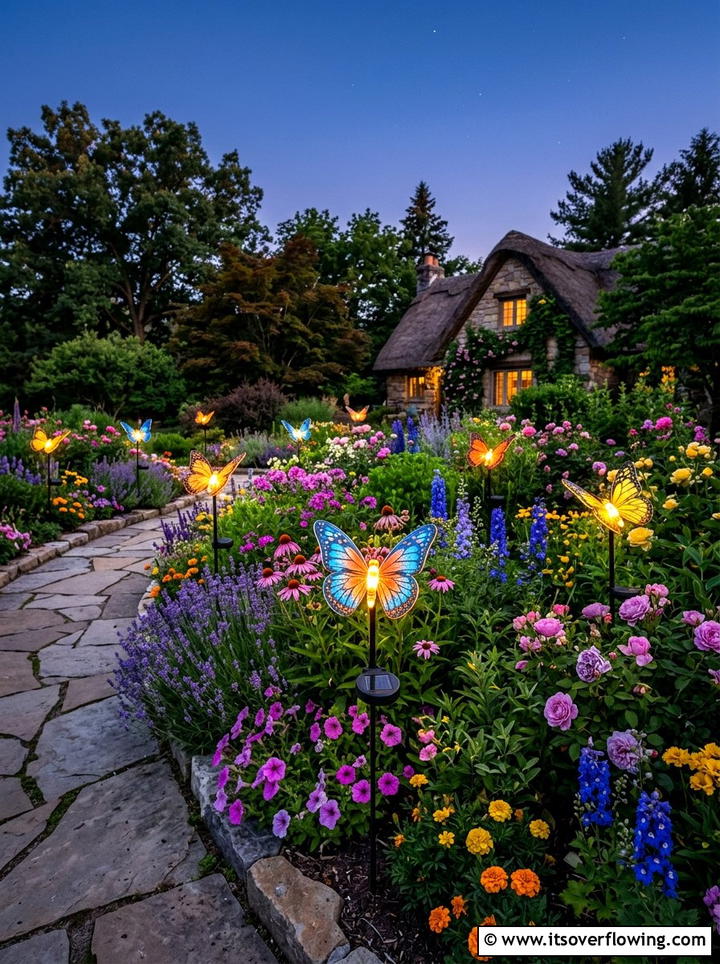 Solar Butterfly Garden Lights - 25 backyard ideas with solar lights