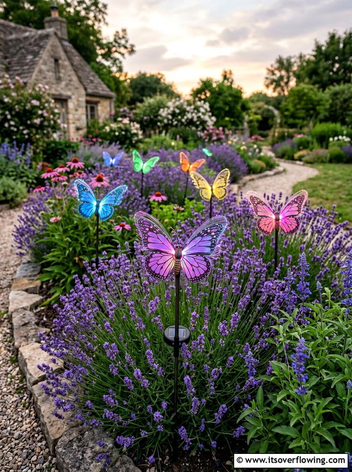 Solar Butterfly Garden Stake - 25 garden decor ideas with solar stakes