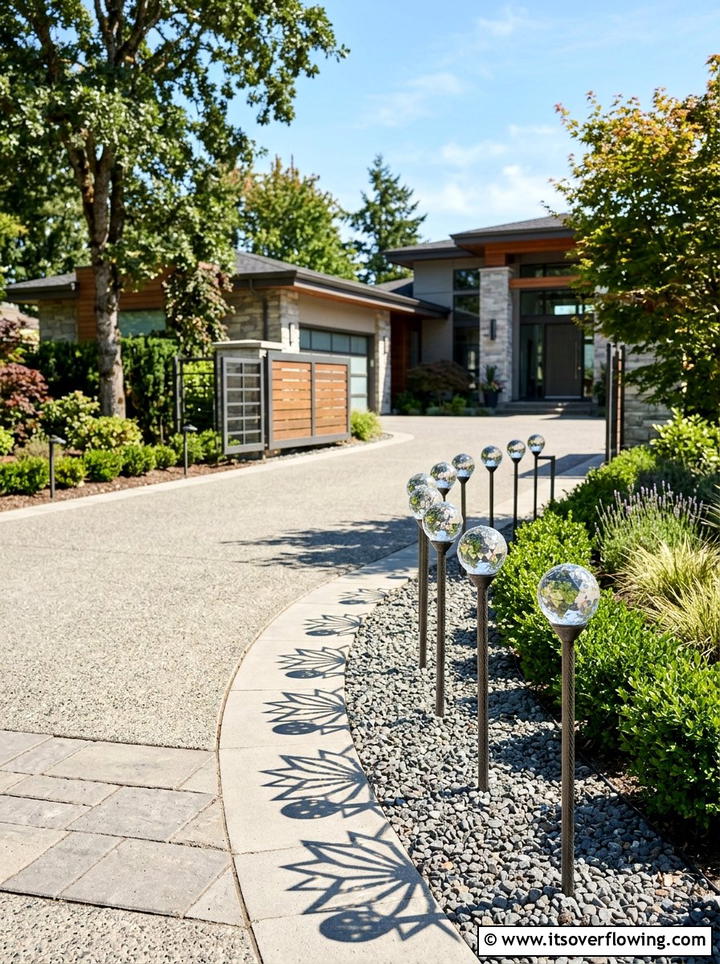 Solar Crystal Ball Path Light - 25 garden decor ideas with solar stakes