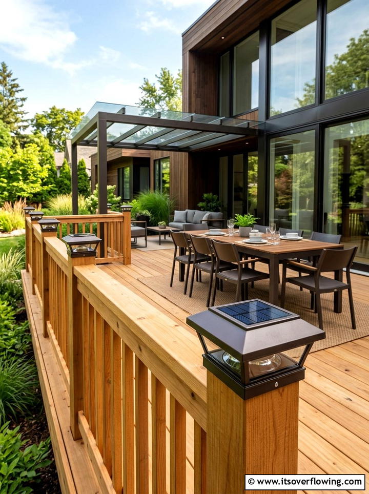 Solar Deck Post Caps - 25 backyard ideas with solar lights