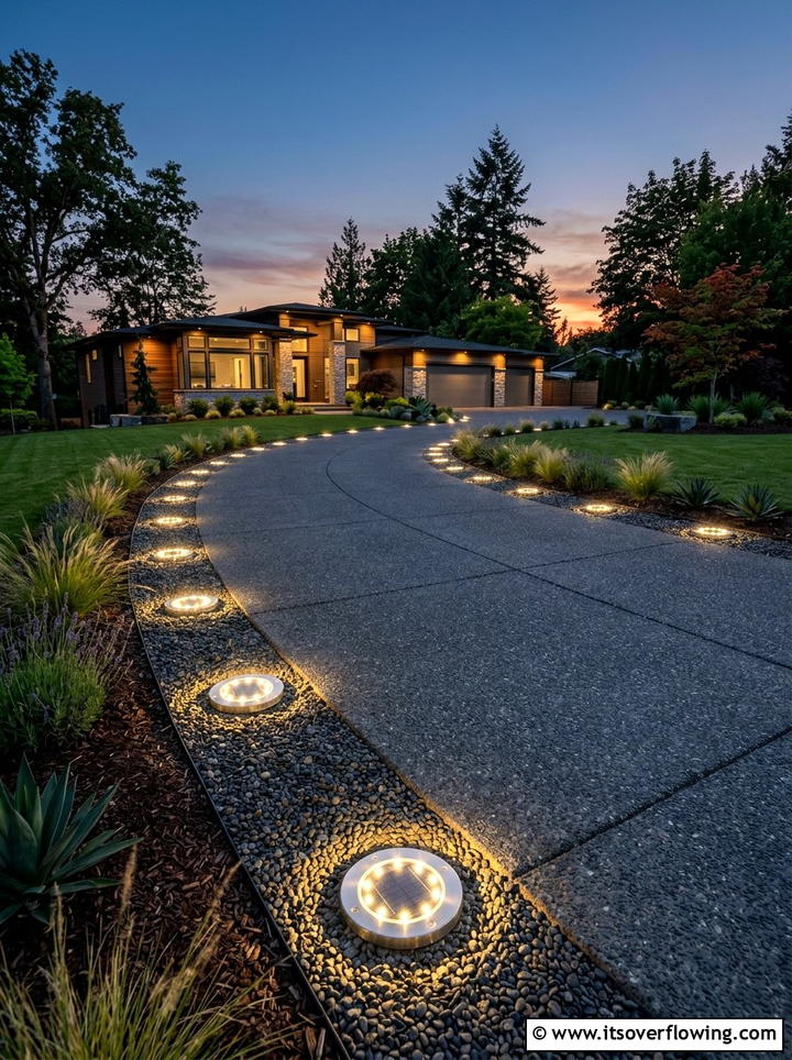 Solar Disk Ground Lights - 25 backyard ideas with solar lights