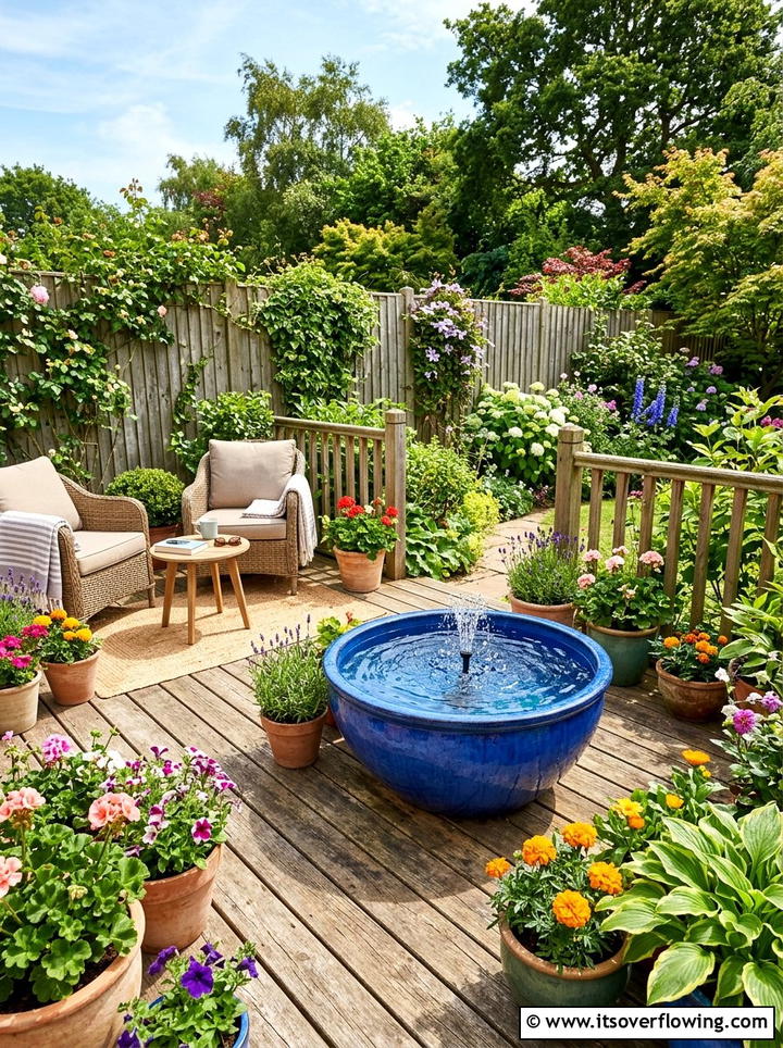 Solar Fountain Water Bowl - 25 creative garden ideas with water bowls