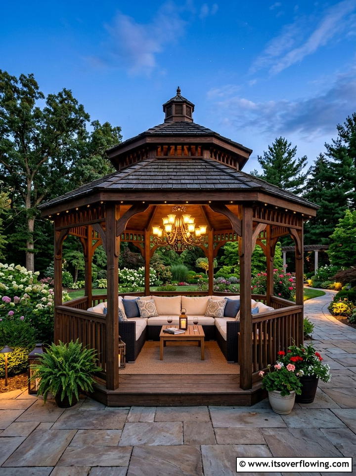 Solar Gazebo Chandelier - 25 backyard ideas with solar lights