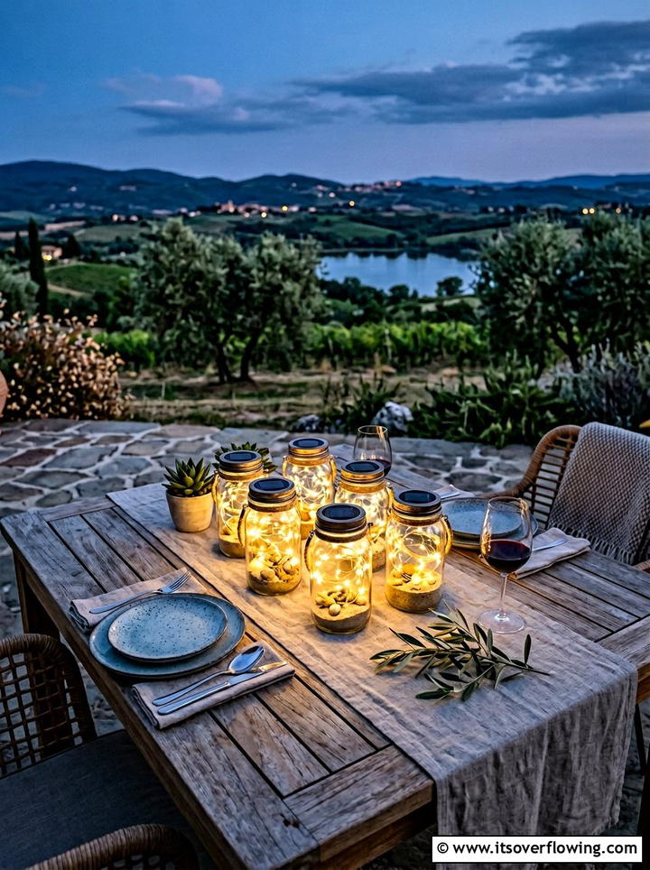 Solar Jar Table Lights - 25 cheap garden ideas with dollar store decor