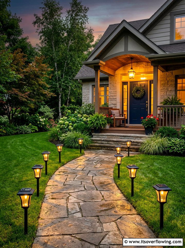 Solar Landscape Lighting - 25 front porch ideas on a budget
