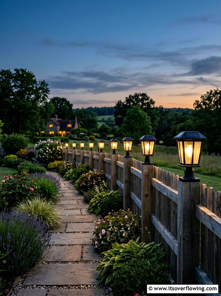 Solar Lantern Lighting - 25 garden ideas with fence decor