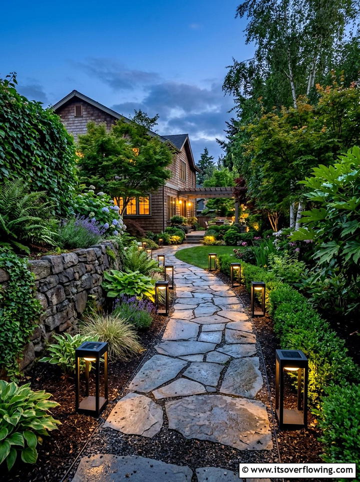 Solar Lantern Path - 25 garden decor ideas for side yards