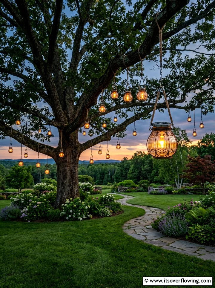 Solar Lanterns In Trees - 25 backyard ideas with solar lights