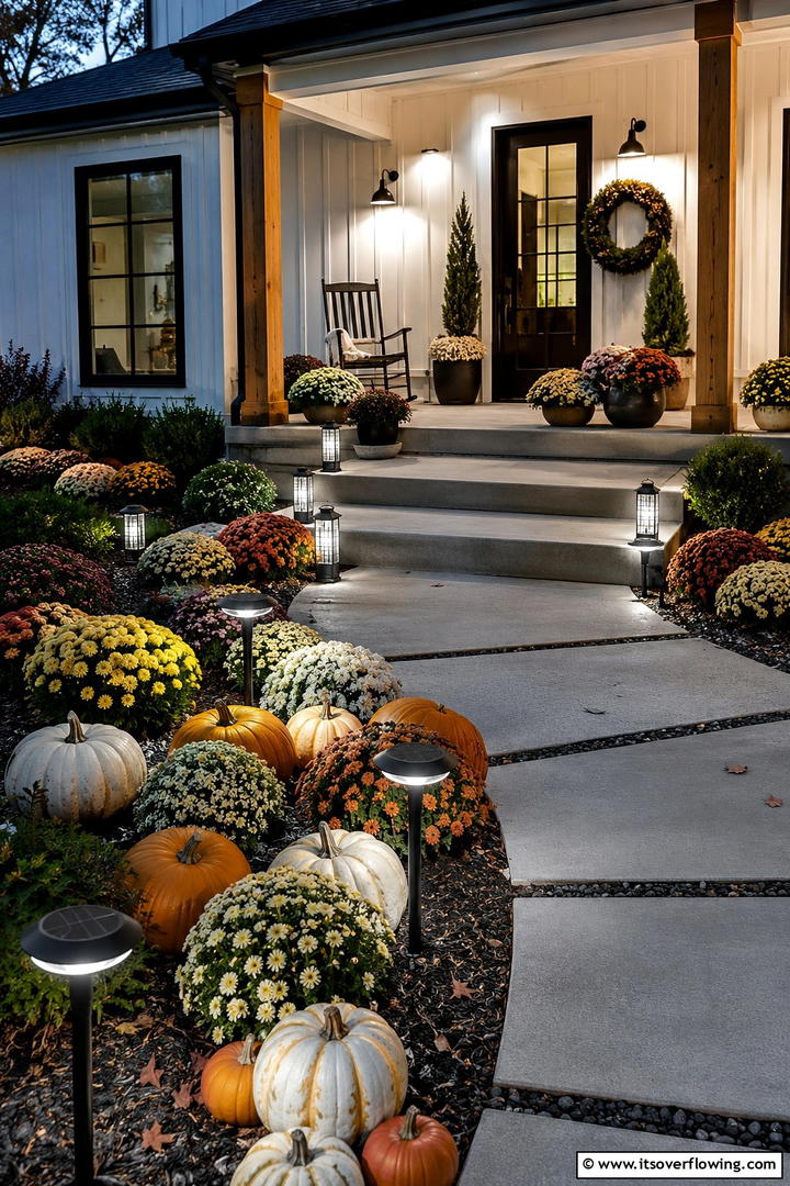 Solar Light Integration - 50 Modern Fall Porch Decor Ideas Roundup- Warm Welcomes