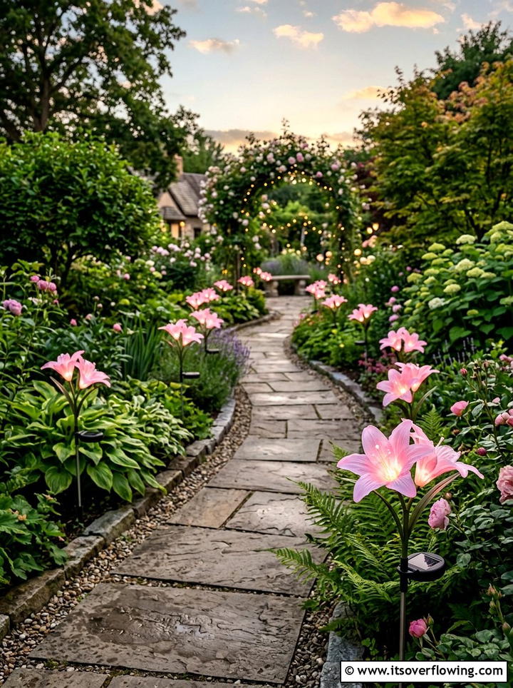Solar Lily Garden Light - 25 garden decor ideas with solar stakes