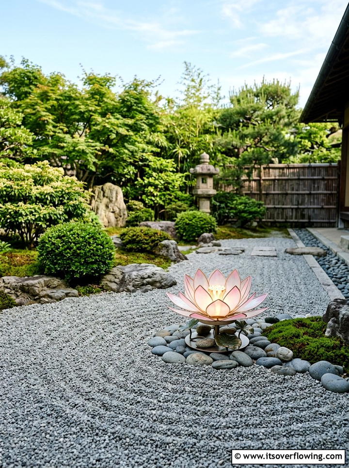 Solar Lotus Flower Light - 25 garden decor ideas with solar stakes