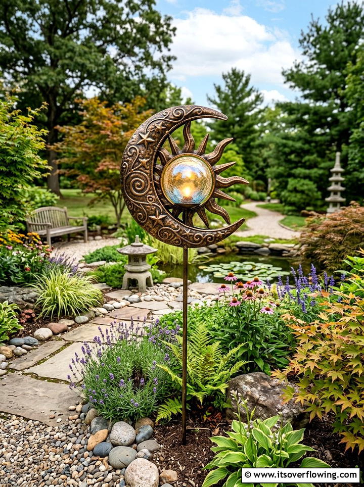 Solar Moon And Sun Stake - 25 garden decor ideas with solar stakes
