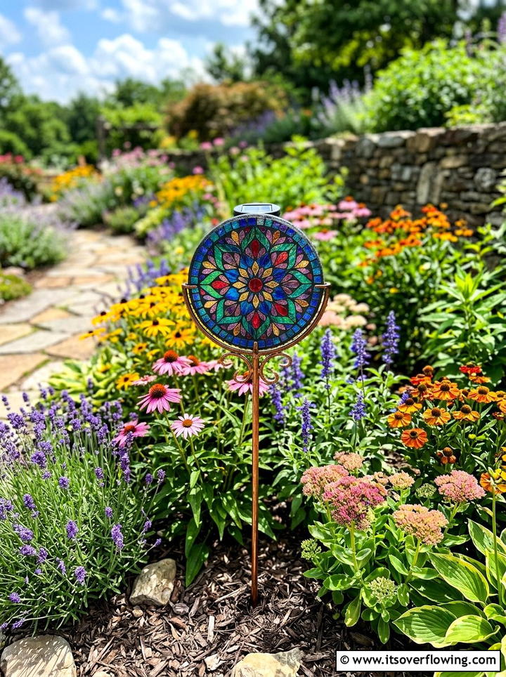 Solar Mosaic Glass Stake - 25 garden decor ideas with solar stakes