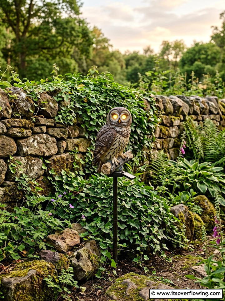 Solar Owl Garden Stake - 25 garden decor ideas with solar stakes