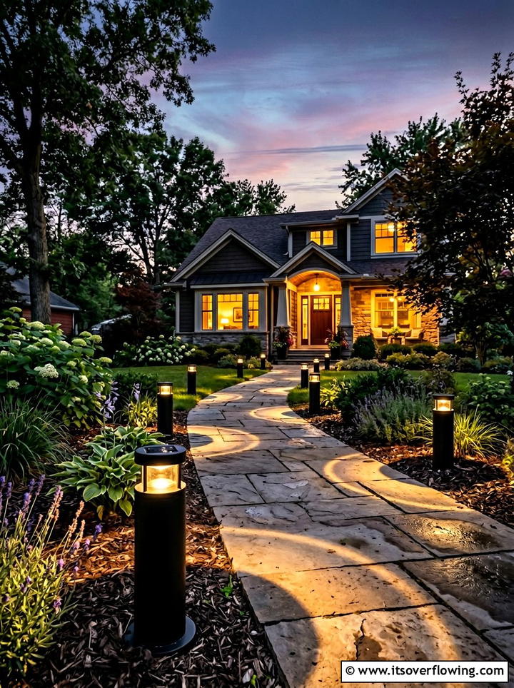 Solar Path Lighting - 25 garden decor ideas for front yards