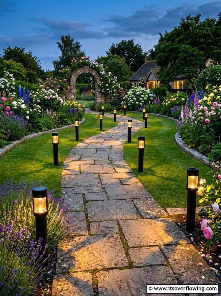 Solar Path Lighting - 25 garden decor ideas with summer decor