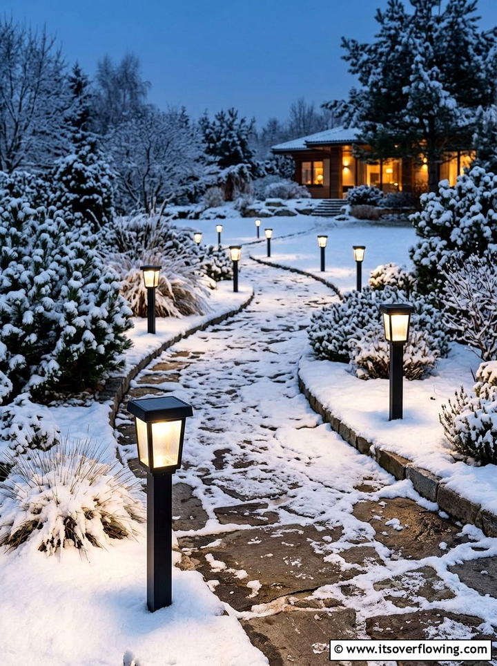 Solar Path Lights - 25 backyard ideas for winter ambiance