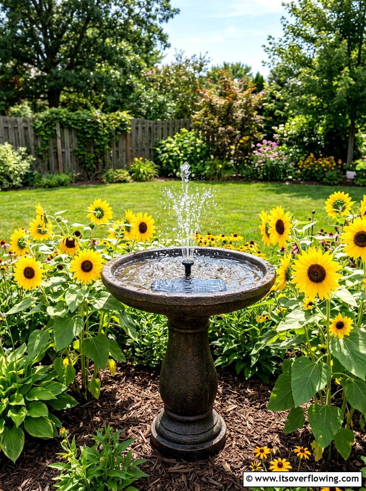 Solar Power Fountain Bird Bath - 25 garden ideas with bird baths