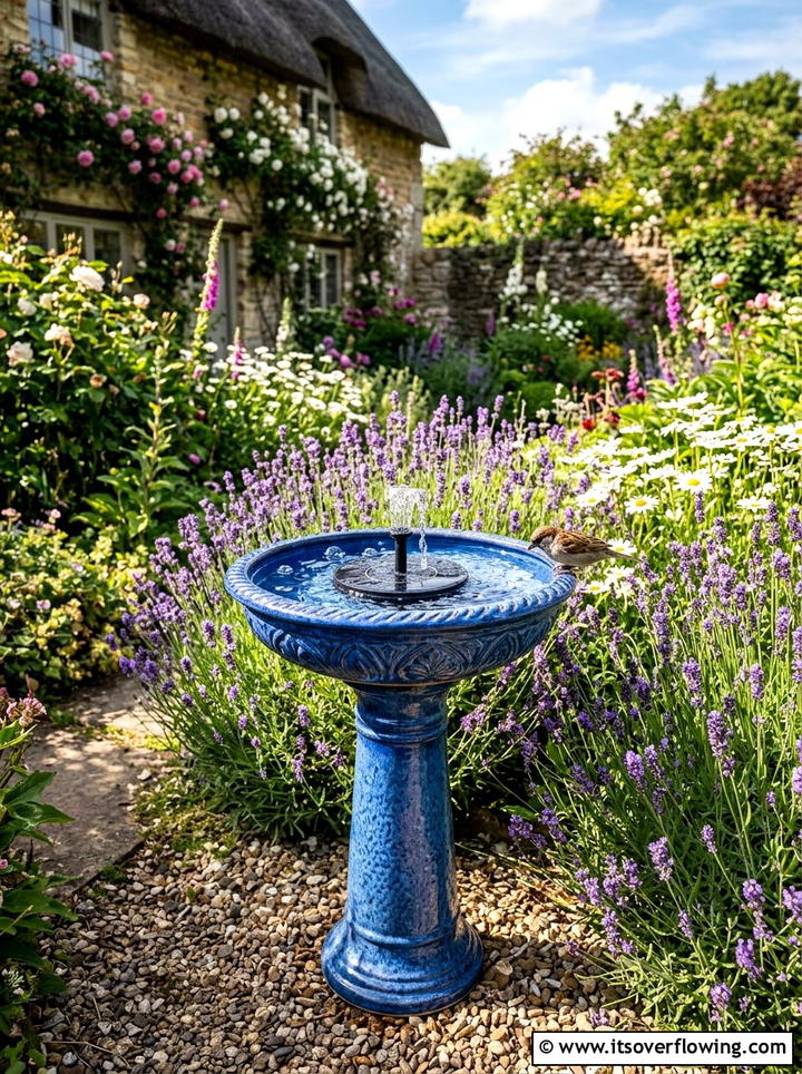 Solar Powered Bird Bath - 25 backyard ideas with fountain