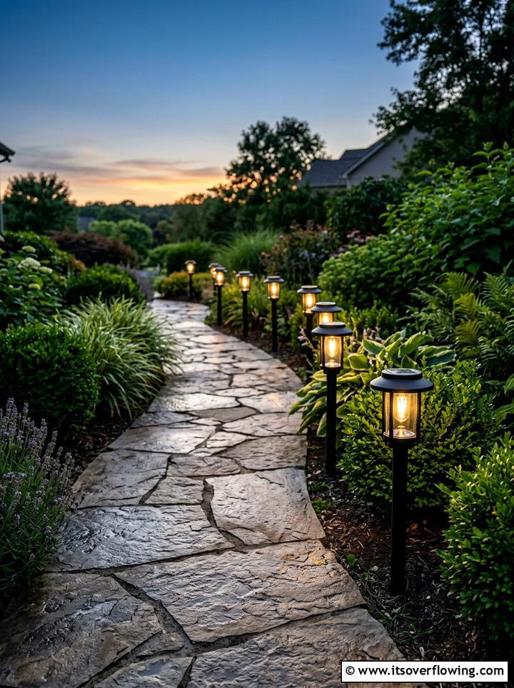 Solar Powered Garden Walkway Lights - 25 backyard decorating ideas with family friendly setup