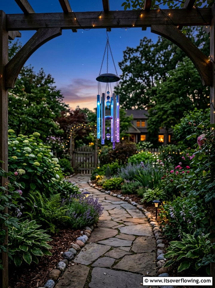 Solar Powered Glowing Wind Chimes - 25 garden decor ideas with wind chimes