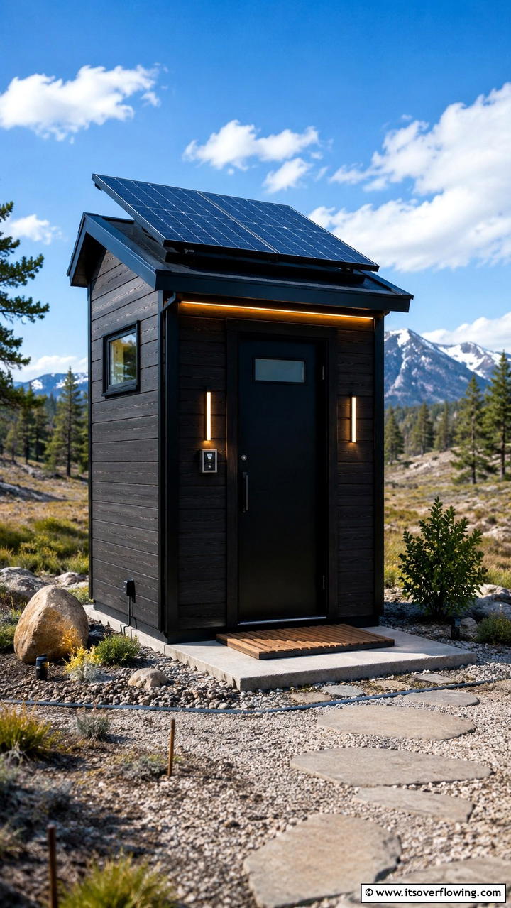 Solar Powered High Tech Outhouse - 20 Outhouse Design Ideas for Modern and Rustic Homes