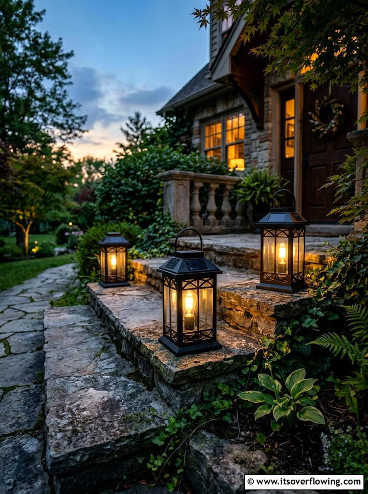 Solar Powered Lanterns - 25 front porch decor ideas on a budget