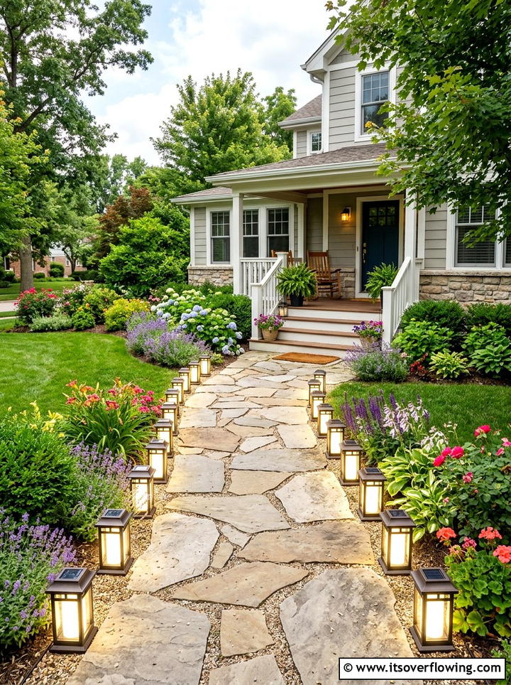 Solar Powered Path Lantern - 25 front porch ideas with lanterns