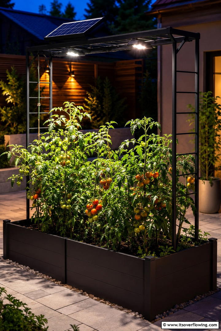 Solar Powered Trellis Light - 30 Tomato Trellis Ideas for Healthy & Space-Saving Gardens