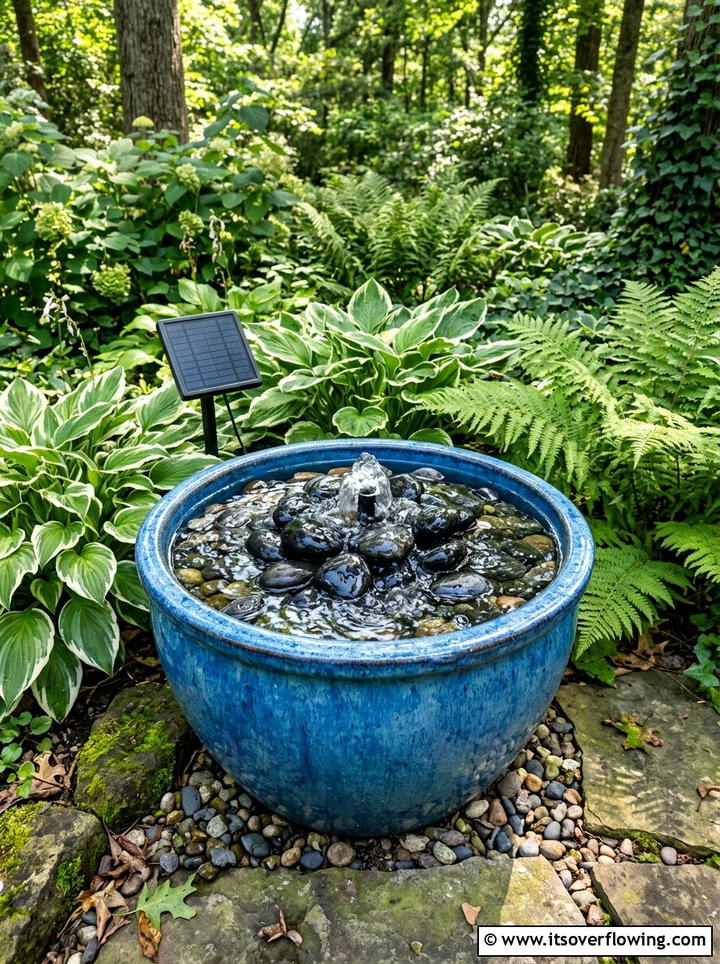 Solar Powered Water Feature - 25 cheap garden ideas for backyard