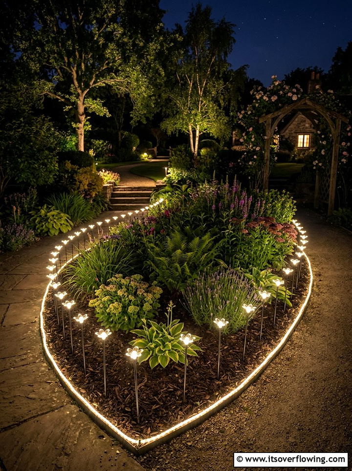 Solar Stake Flower Bed Border - 25 cheap garden ideas with dollar store decor