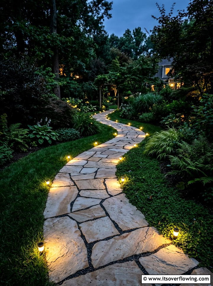 Solar Stone Path - 25 creative garden ideas with moon gardens