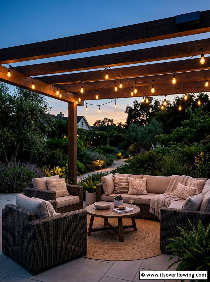 Solar String Lights Over Patio - 25 backyard ideas with solar lights