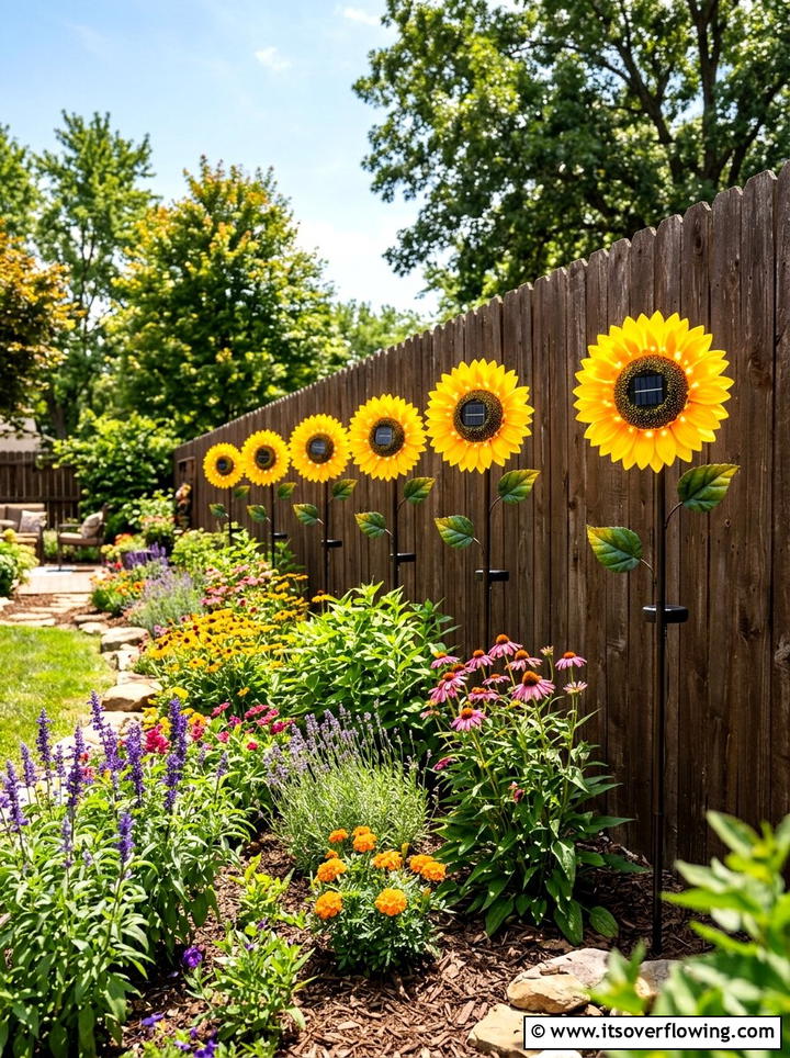 Solar Sunflower Garden Decor - 25 garden decor ideas with solar stakes