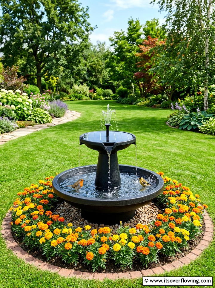 Solar bird bath fountain - 25 garden decor ideas with bird baths