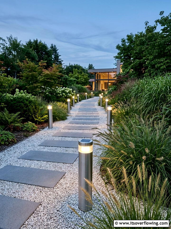 Solar bollard lighting - 25 garden ideas with pathway lights