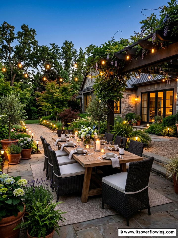Solar dining area lighting - 25 backyard decorating ideas with solar stake lights