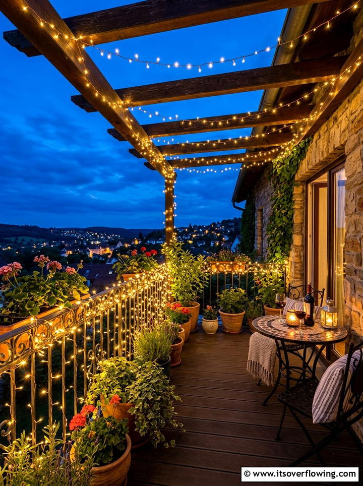 Solar fairy lights - 25 garden decor ideas for balconies