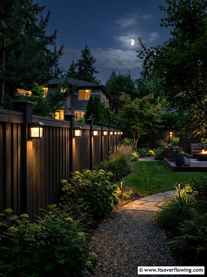 Solar fence lighting - 25 backyard decorating ideas with fence decor