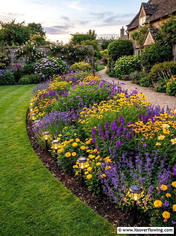 Solar flower bed border lights - 25 garden ideas with solar lights
