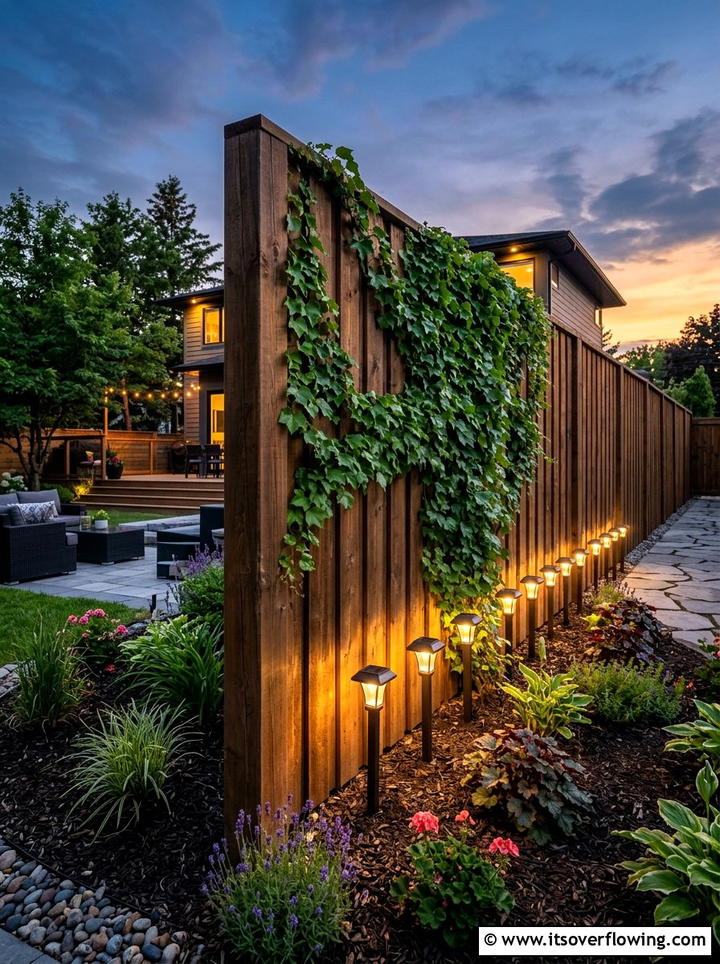 Solar garden fence lights - 25 backyard decorating ideas with solar stake lights