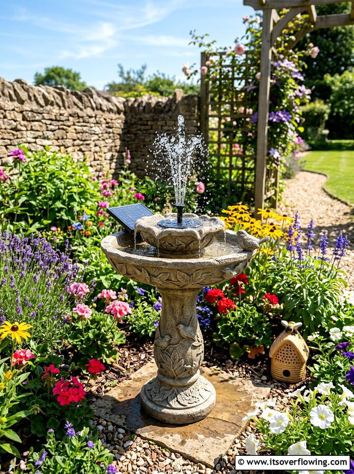 Solar garden fountain - 25 backyard ideas with water feature