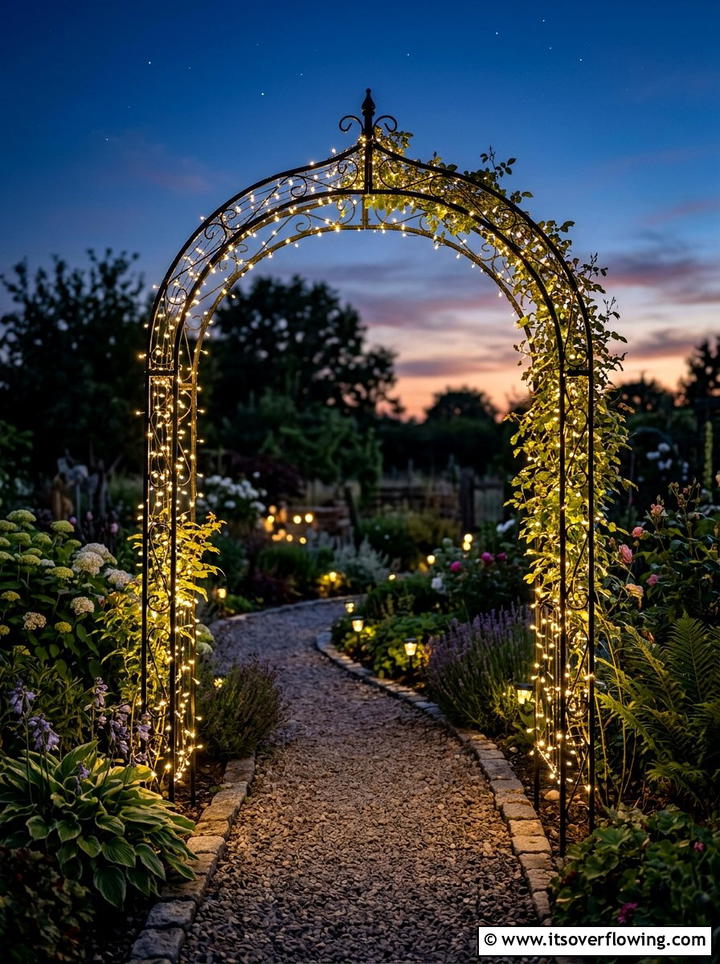 Solar light garden arch - 25 garden ideas with arches