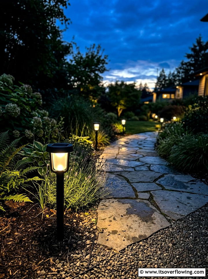 Solar path light - 25 cheap garden ideas for front yard