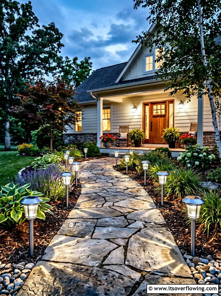 Solar pathway lights - 25 front porch ideas for small porches