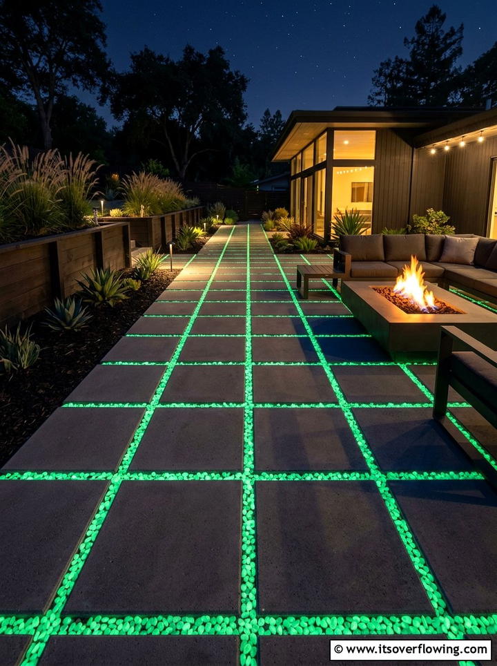 Solar pebble patio - 25 garden decor ideas with glow stones
