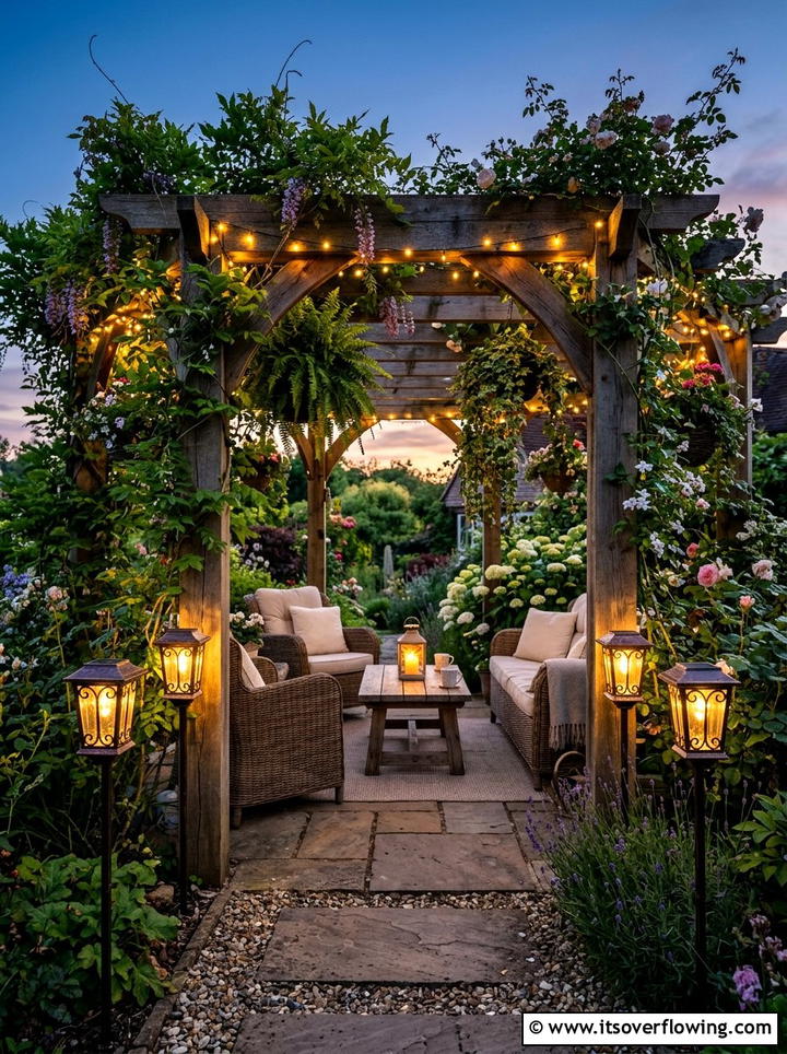Solar pergola accent lights - 25 backyard decorating ideas with solar stake lights