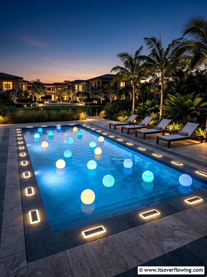 Solar pool perimeter lighting - 25 garden ideas with solar lights