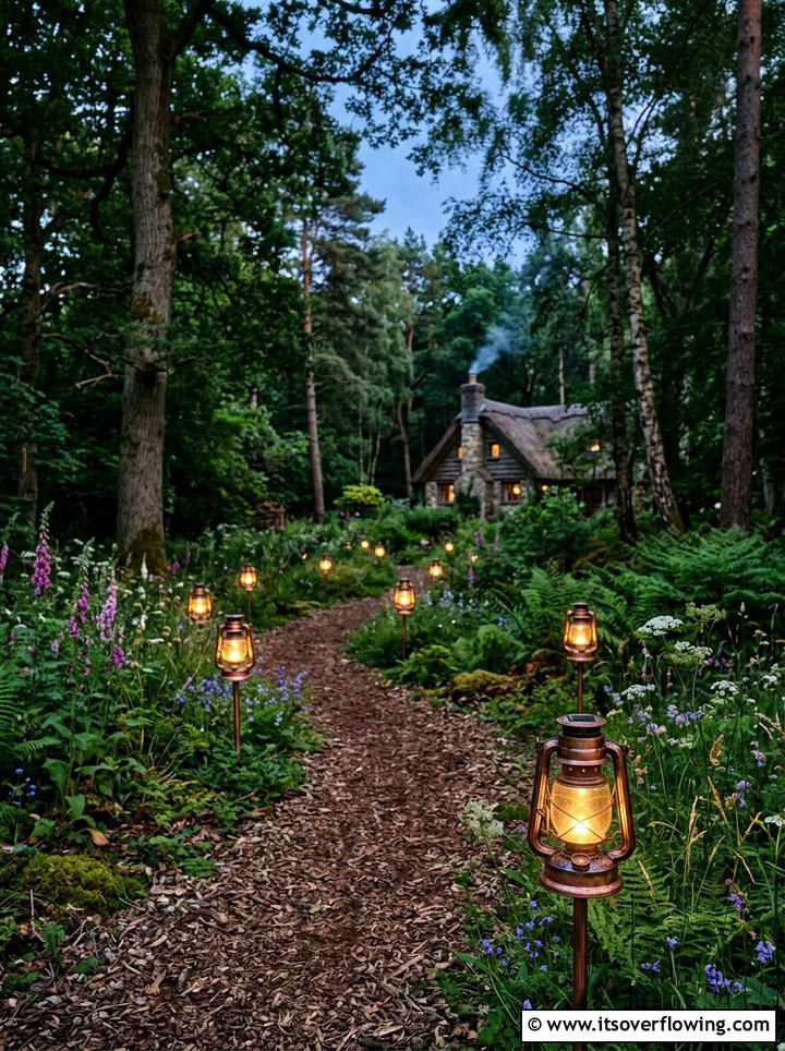 Solar rustic path lights - 25 backyard decorating ideas with solar stake lights